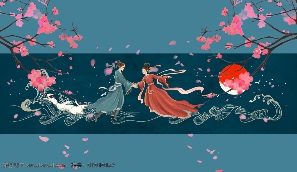 牛郎织女图片 装饰画 玄关 牛郎织女 玉兔 玄光装饰画 动漫动画 动漫人物