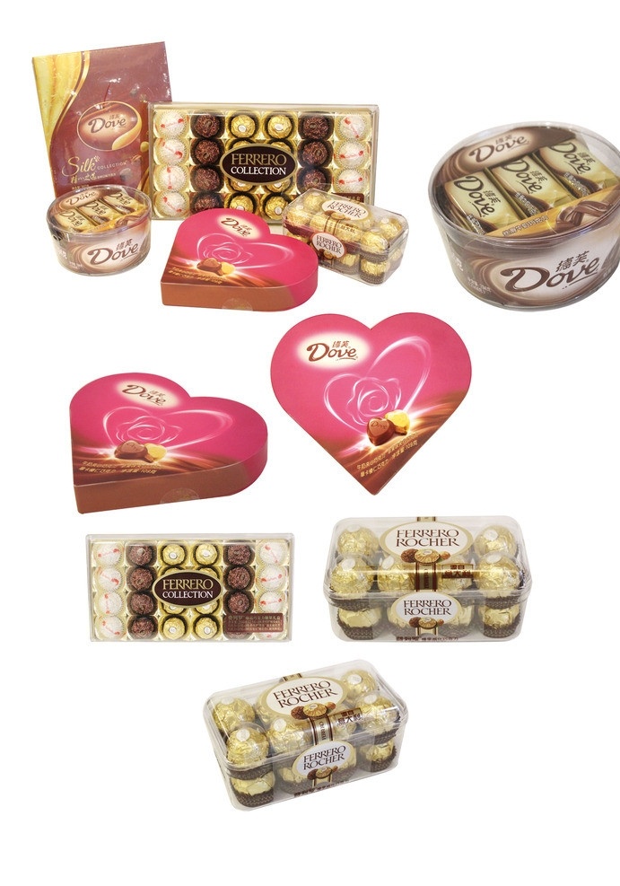 巧克力 德芙巧克力 心形 盒装巧克力 礼盒 费列罗巧克力 礼品 浪漫 分层 源文件