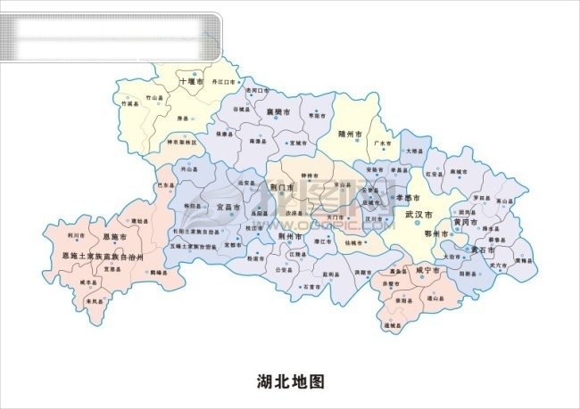 矢量 湖北省 地图 白色