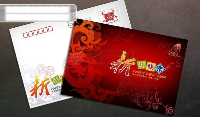 2009 新年贺卡 贺卡 贺卡设计 金牛 新年快乐 新年素材 中国红 中国龙 节日素材 2015 新年 元旦 春节 元宵