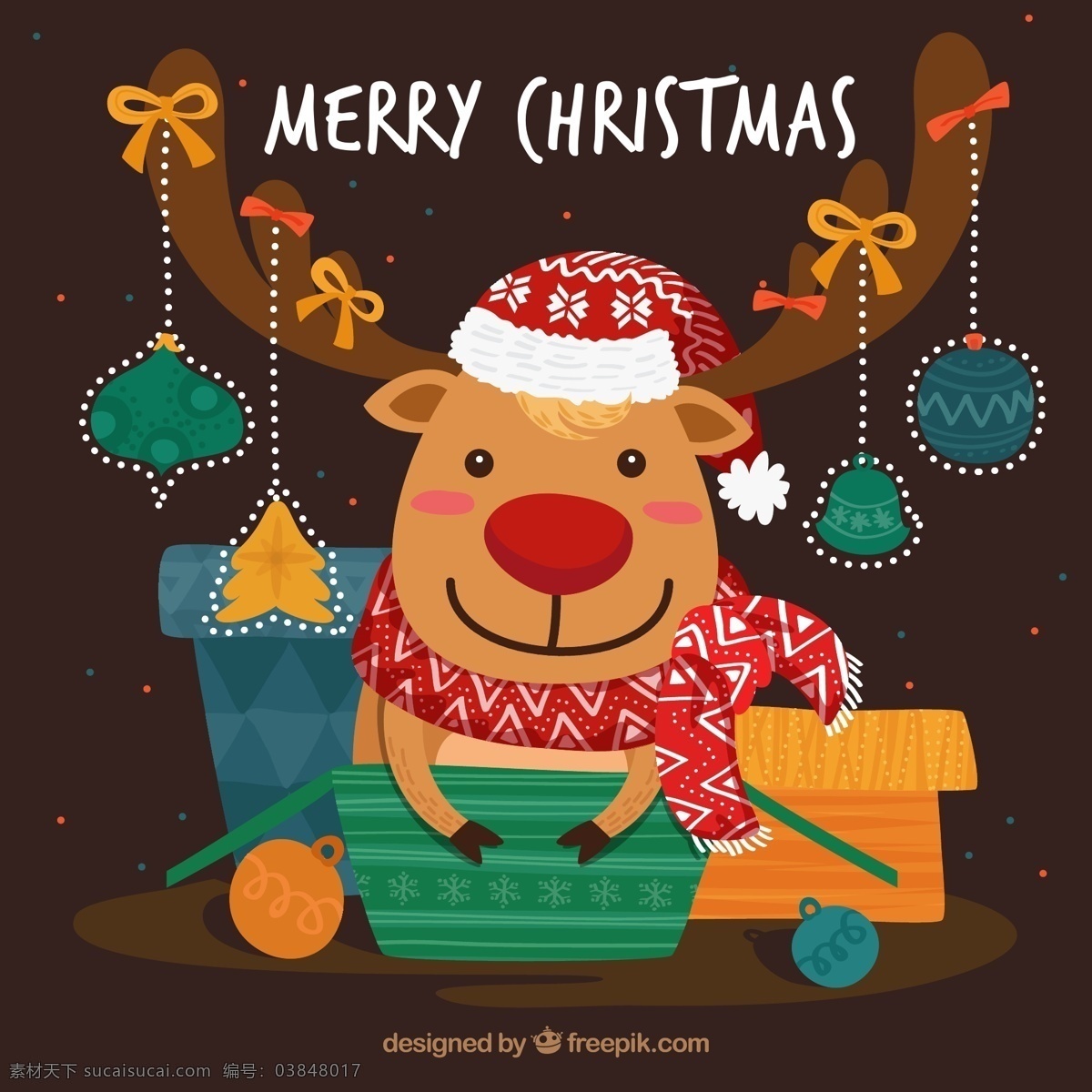 可爱 圣诞节 驯鹿 merry christmas 篮子 圣诞吊球 礼盒 文化艺术 节日庆祝