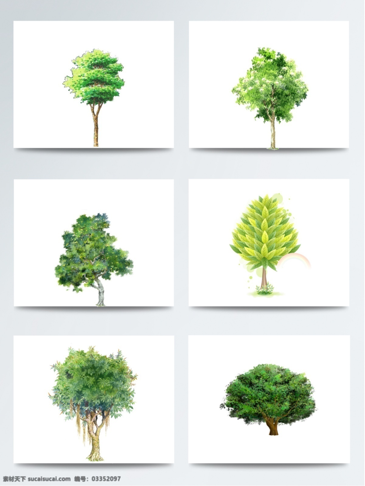 绿树 手绘 免 扣 绿色 大树 矢量图 植物 景观 美景 装饰图片 免扣素材