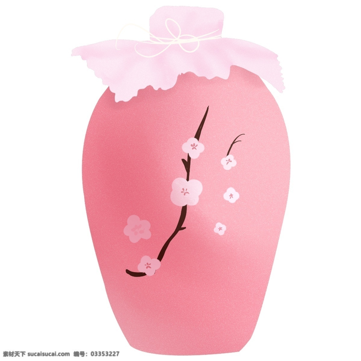 手绘 樱花 花瓶 粉色 元素 粉色元素 元素设计 装饰图案 彩色元素 卡通元素 可爱元素