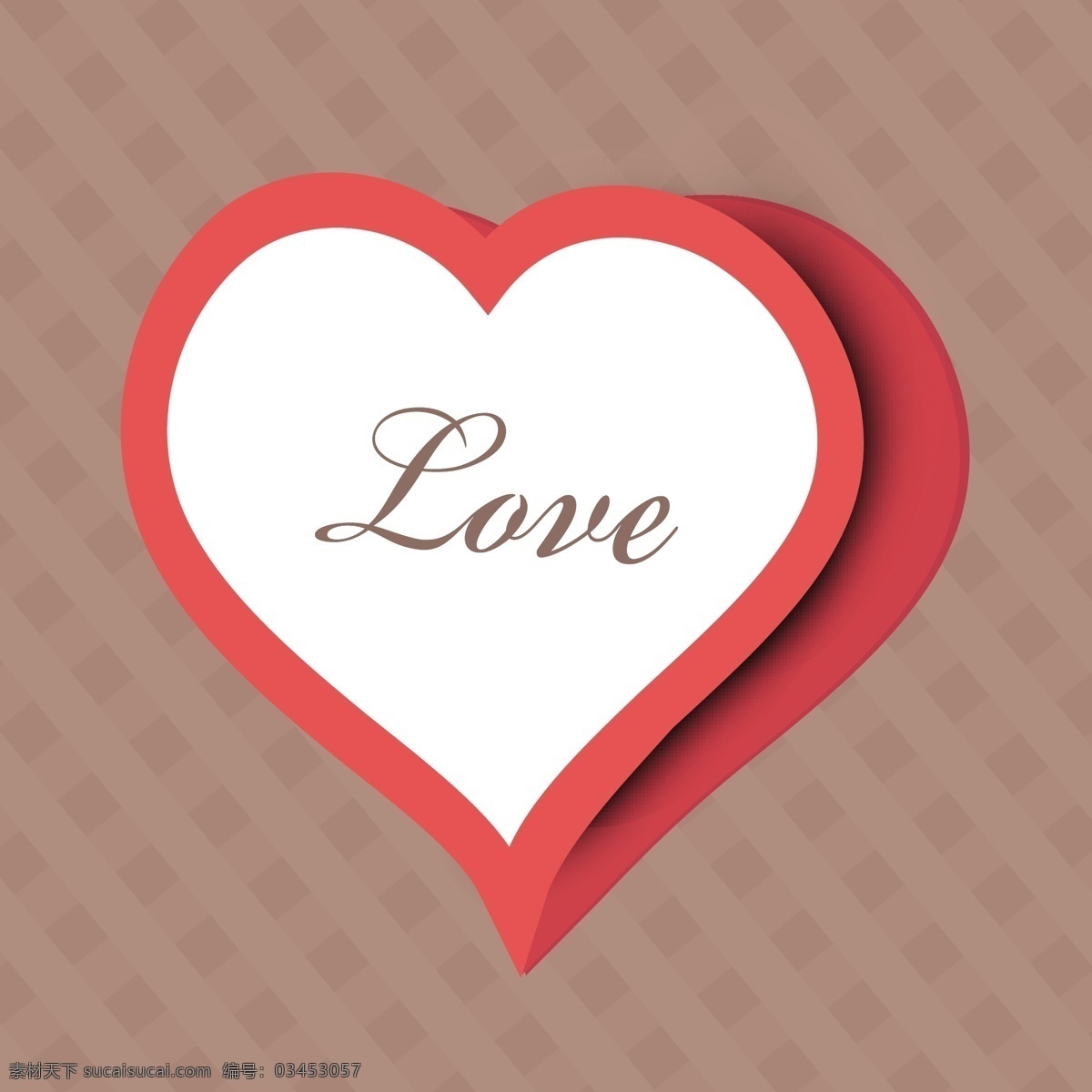 格子 背景 前 红色 心形 边框 格子背景 红色边框 心形边框 英文 love 情人节 生活百科 矢量素材 白色