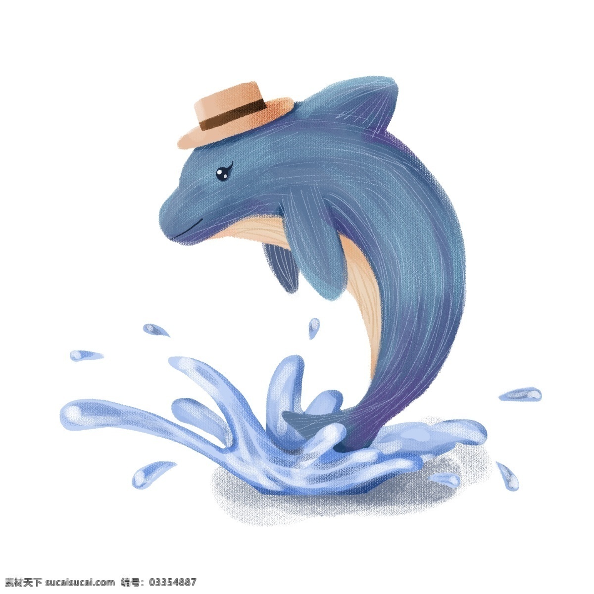 手绘 可爱 卡通 动物 蓝色 鲨鱼 鲸鱼 水花 世界海洋日 海洋动物 朋友 人类