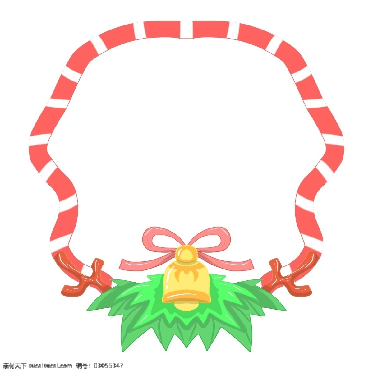 圣诞节 铃铛 边框 插画 红色的蝴蝶结 蝴蝶结装饰 漂亮的边框 唯美边框 黄色的铃铛