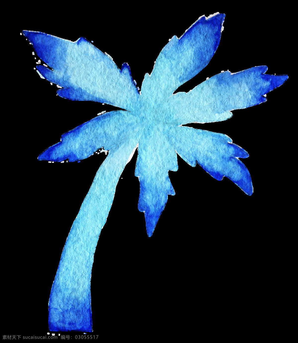 冰 蓝 椰树 卡通 透明 树叶 蓝色 透明素材 免扣素材 装饰图案