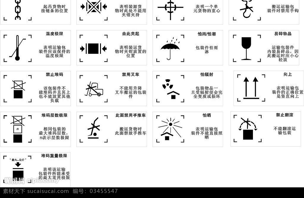 包装 储藏 运输 标志 标识标志图标 小图标 矢量图库