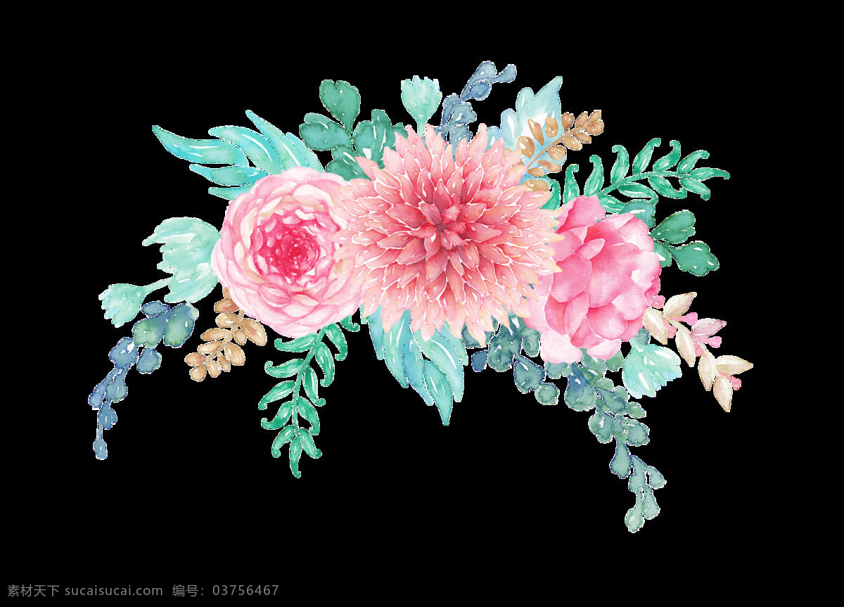 高雅 梦幻 花卉 透明 卡通 抠图专用 装饰 设计素材