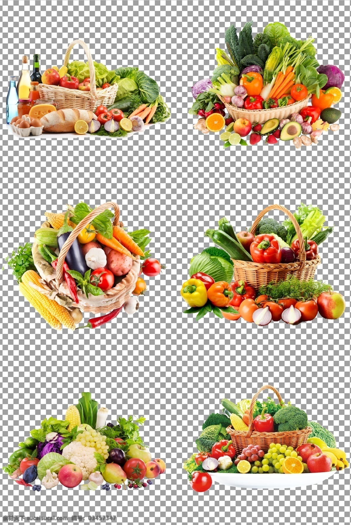新鲜 蔬菜 水果篮子 水果 篮子 免抠 元素 抠图 透明 通道 png免抠图 分层