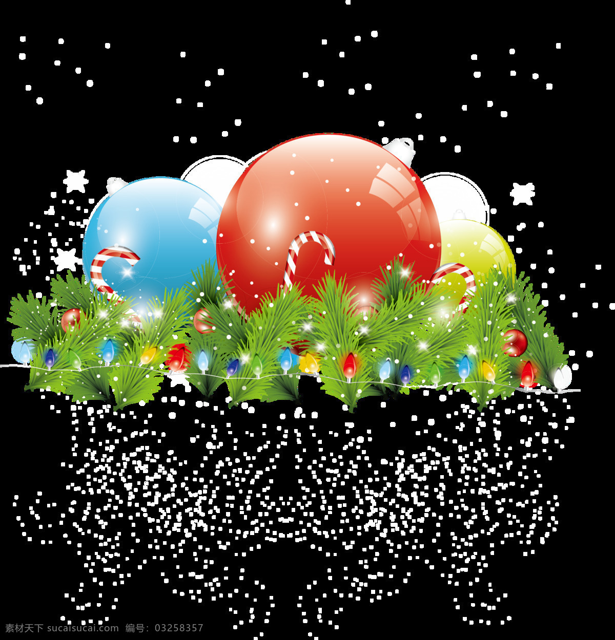 绿色 圣诞 树枝 圆球 元素 红色圆球 免扣 圣诞节 圣诞树枝 透明