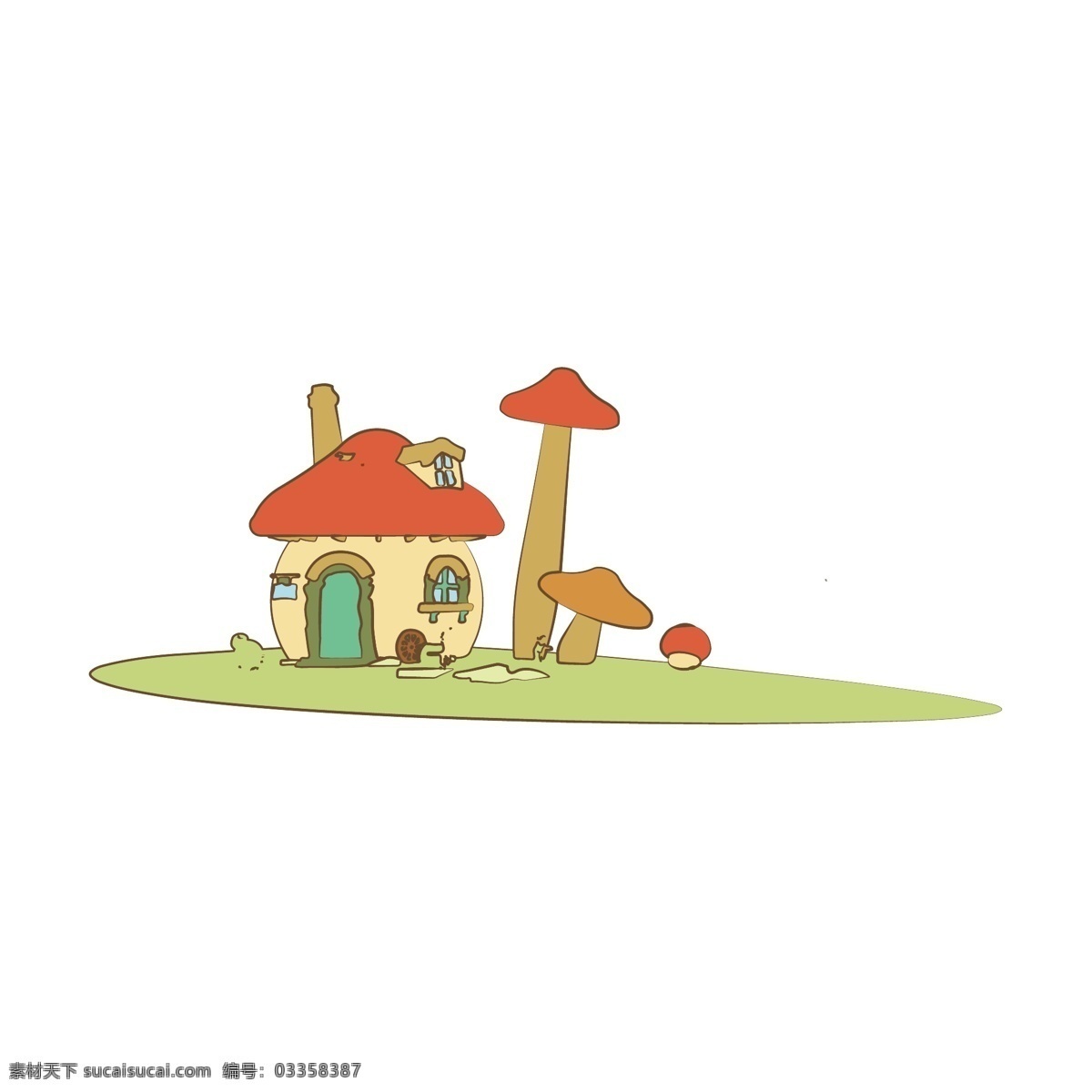 简约 扁平 卡通 儿童乐园 滑梯 插图 元素 幼儿园 设施 蘑菇屋