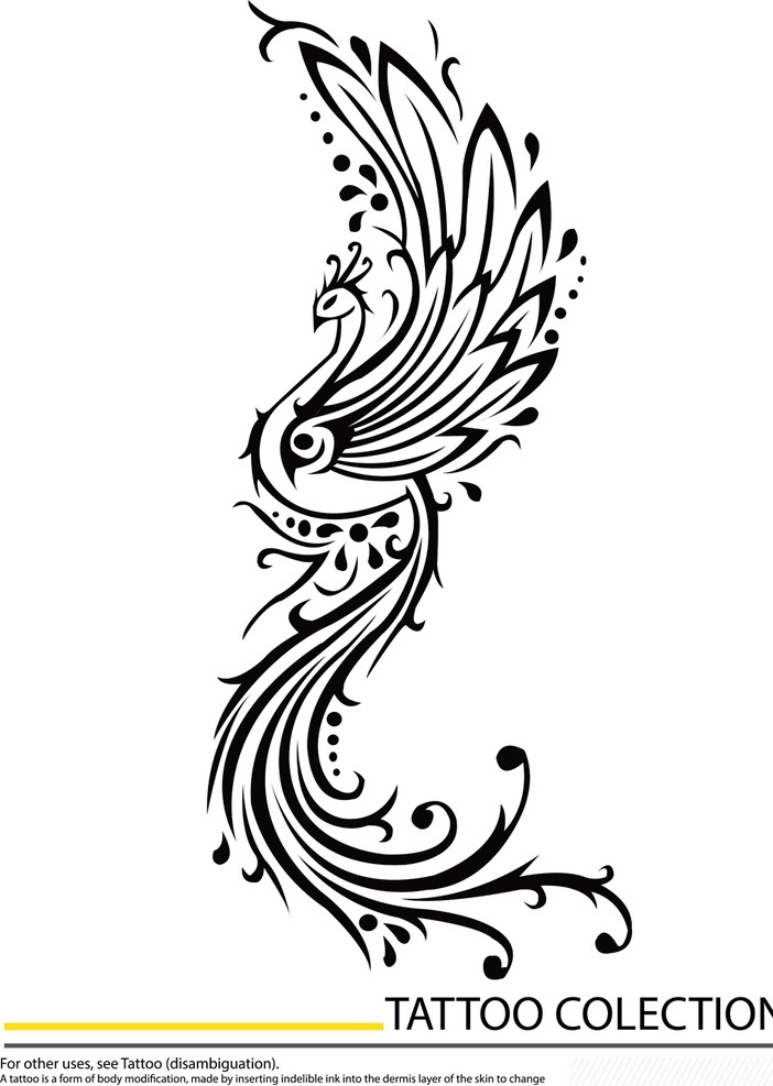 纹身 手绘 图腾 凤凰 花纹 纹样 花边 翅膀 纹身图案 底纹边框 花边花纹
