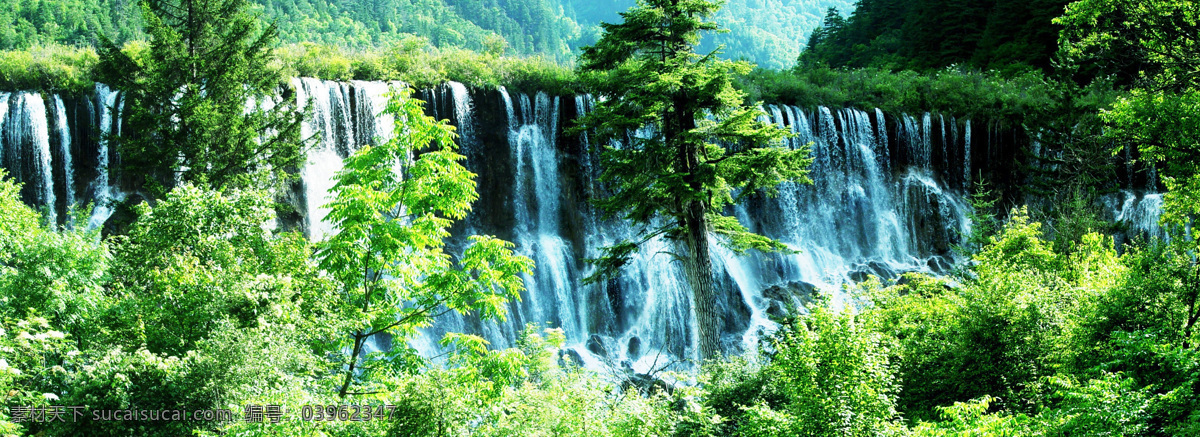 瀑布 流水 树木 植物 风景 自然风景 旅游摄影