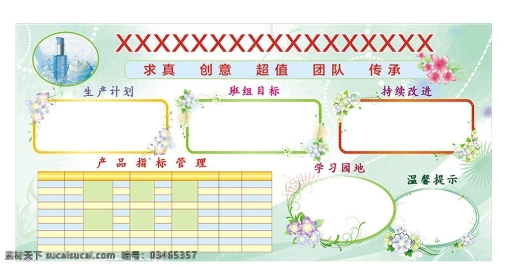 管理看板模板 绿色 花纹 边框 花纹底图 墙报模板 板报模板 花卉装饰 田园风格 女性看板 花卉看板 背景展板 展板模板