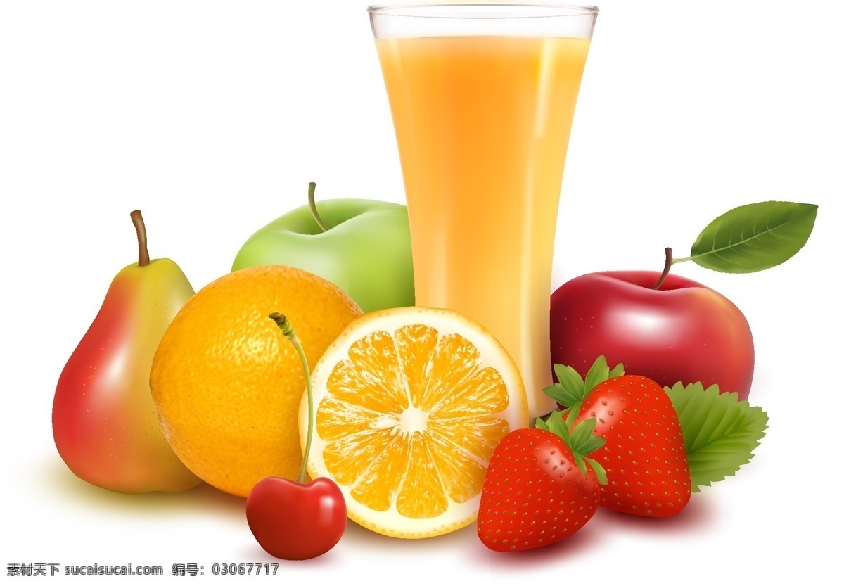 水果 橙汁 矢量 橙子 柠檬 草莓 苹果 樱桃 高清图片