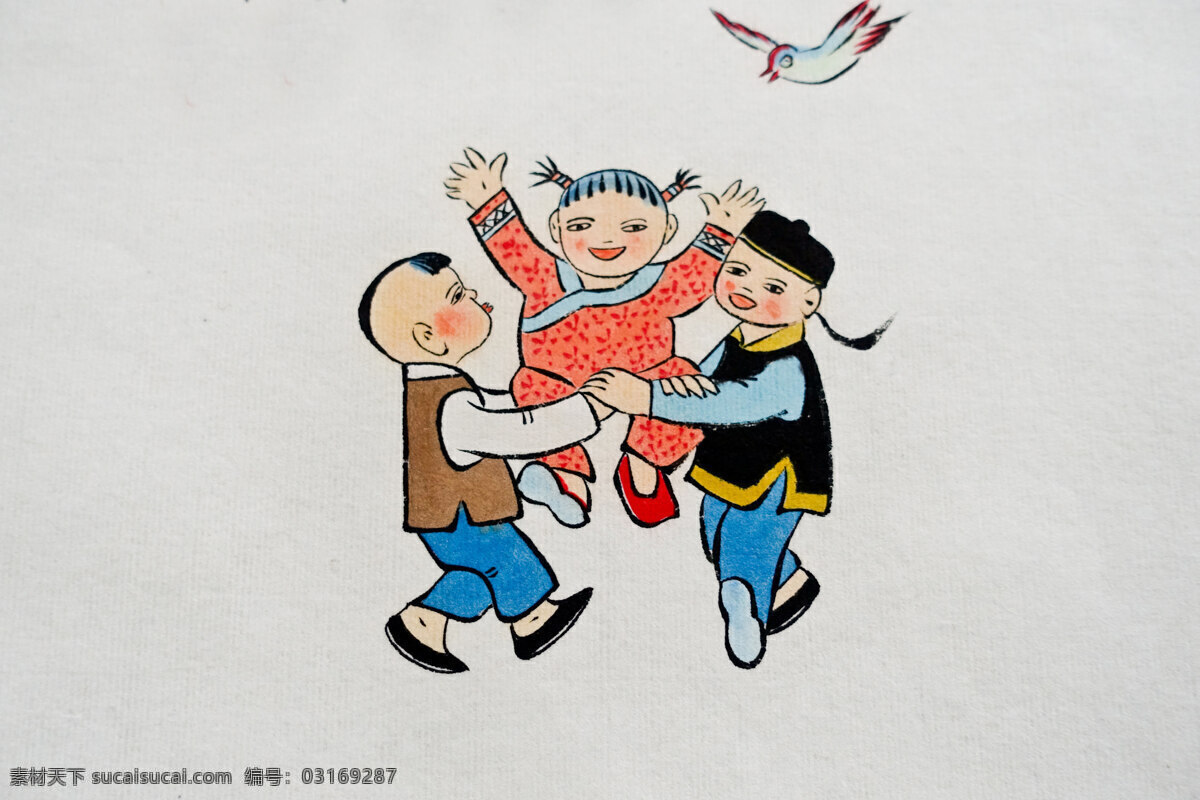 游戏图 游戏 抬花轿 中国画 中国 传统 绘画 文化艺术 绘画书法