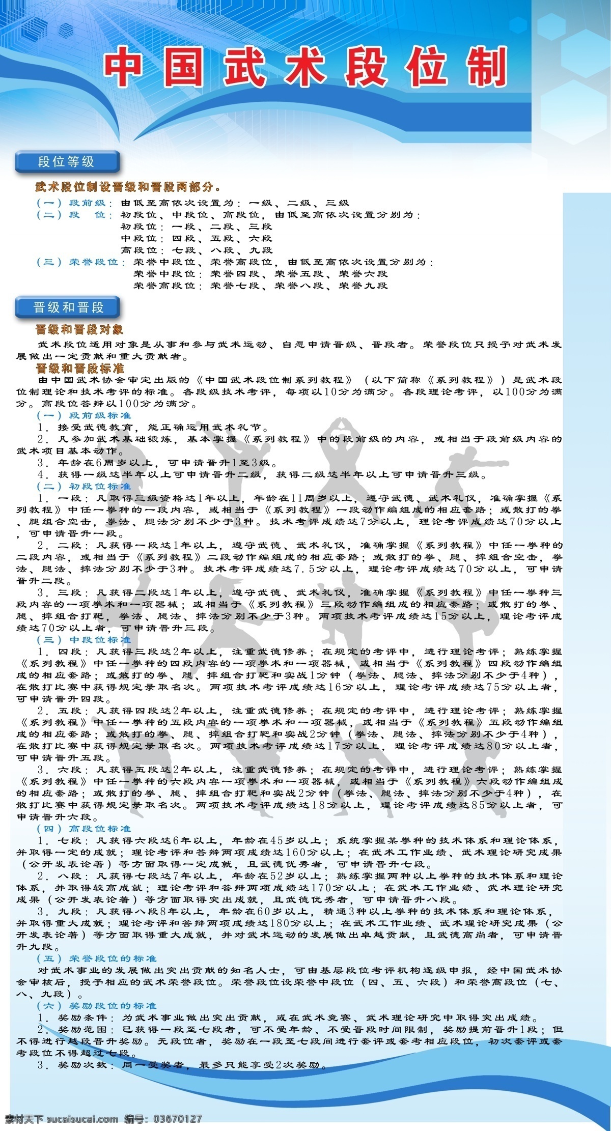 中国 武术 段位制 武林 段位 制度 背景素材 影子 人 渐变素材 pds 分层 蓝色 展板 底纹 展板模板 广告设计模板 源文件