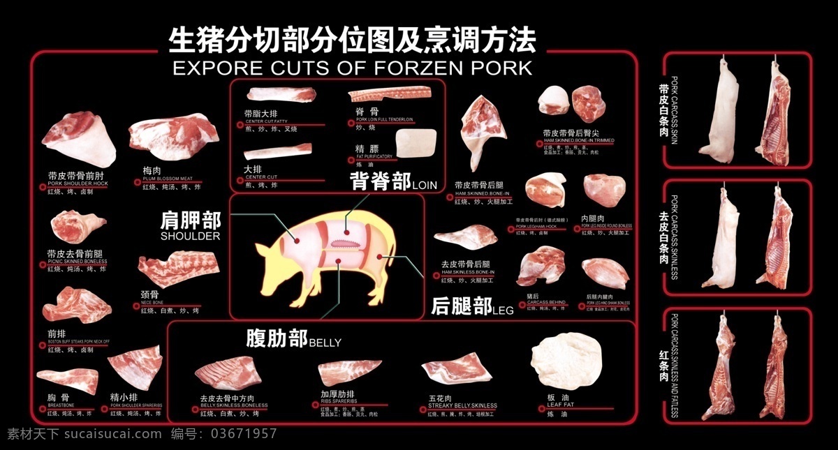 生猪分切 生猪 分切 部分 位图 烹调方法 详细 解说 图 超市 分解 其他模版 广告设计模板 源文件