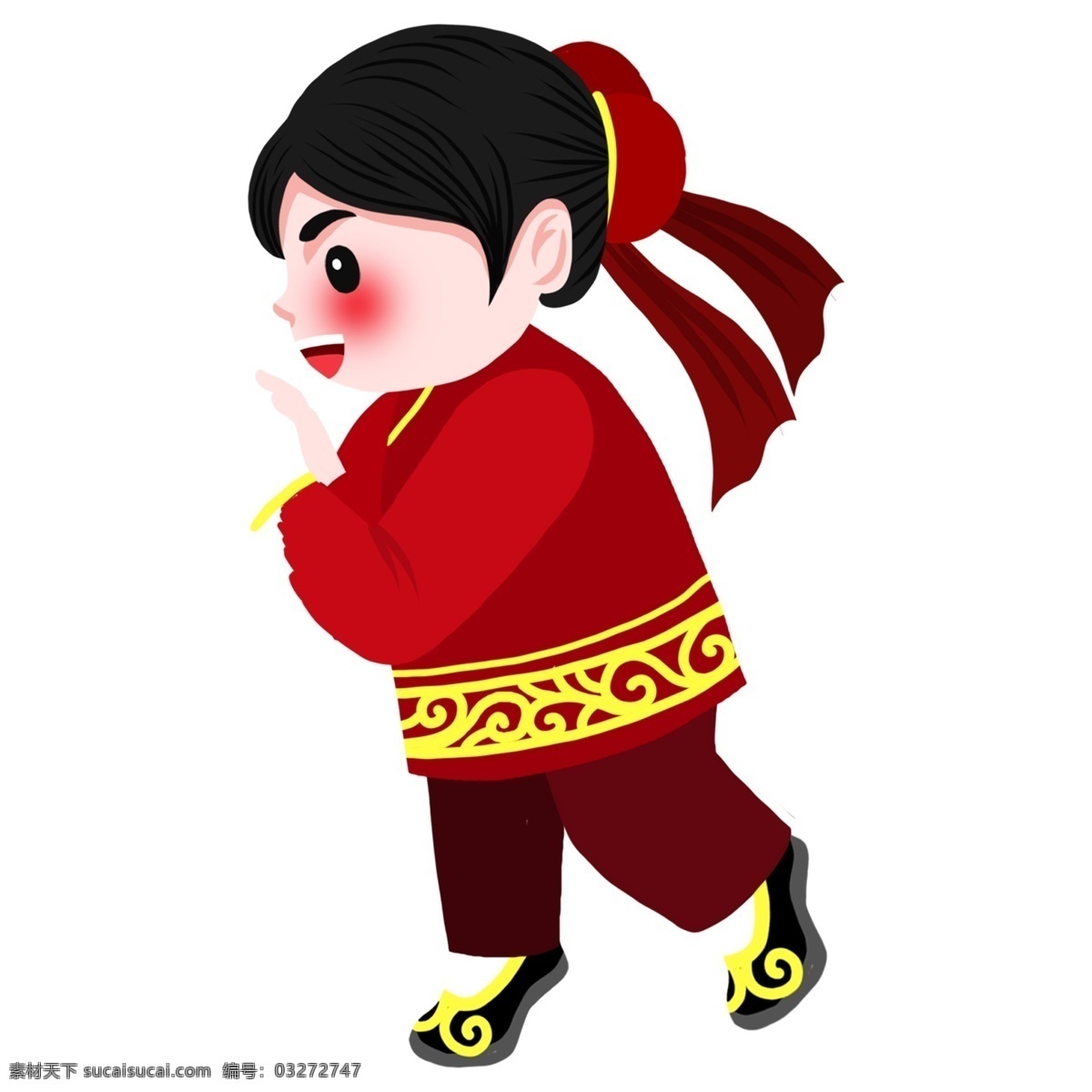 春节 庆祝 红衣 女孩 节日 元素 节日元素 装饰图案 免扣素材 中国风 人物