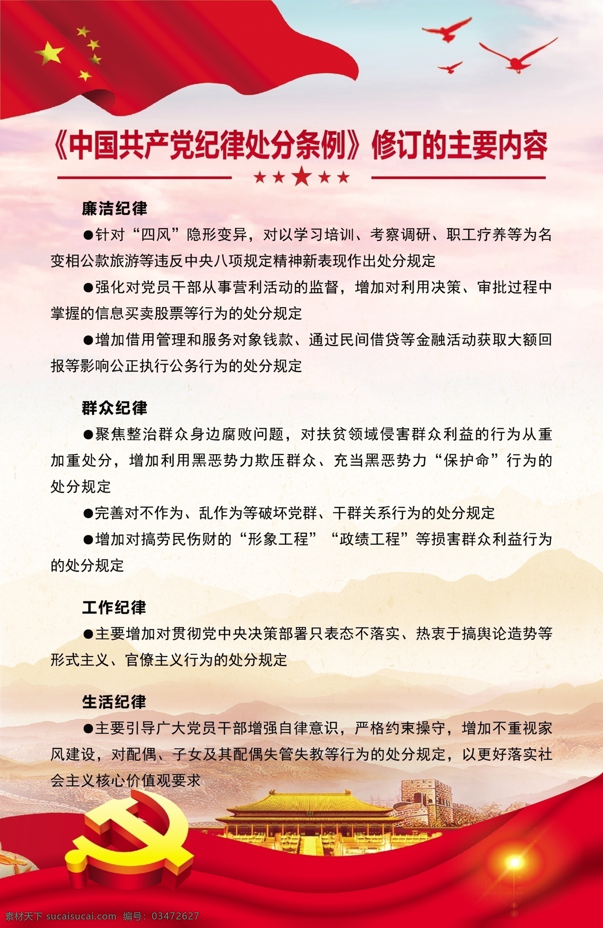中国共产党 纪律 处分 修订 内容 纪律处分 修订内容 廉洁纪律 群众纪律 生活纪律 分层