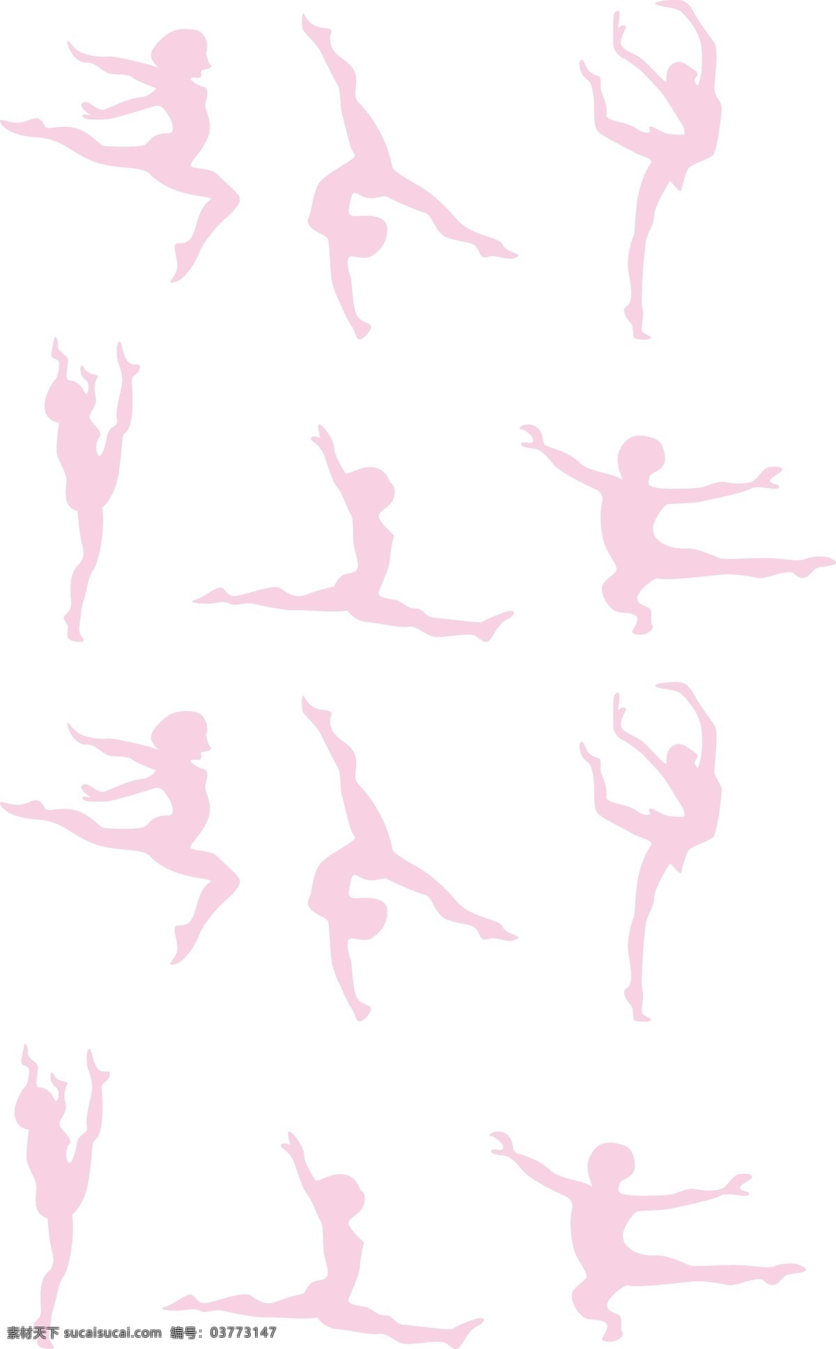 矢量 粉色 跳舞 女孩 剪影 运动 活动