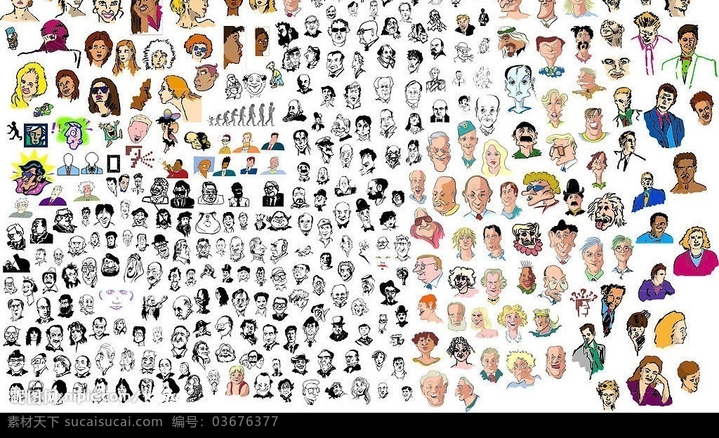 各种 人物 表情 图 脸 进化 姿势 男女 矢量人物 日常生活 矢量图库