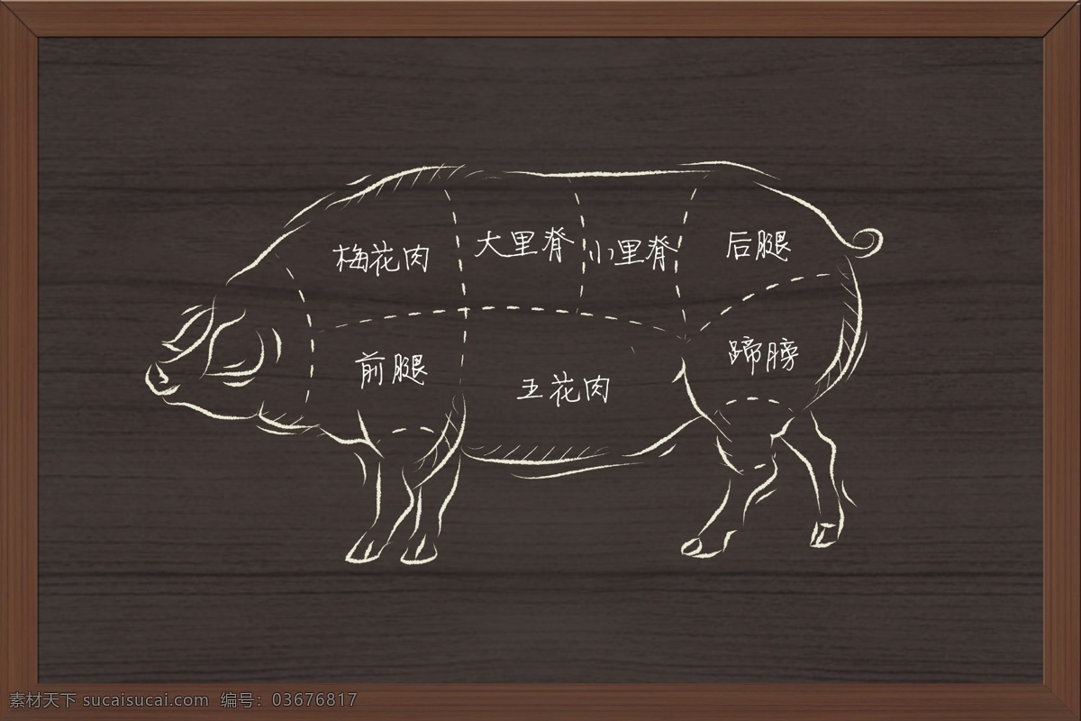 猪肉分割图 猪肉 分割图 鲜肉 超市 大肉 部位 商场 展板模板