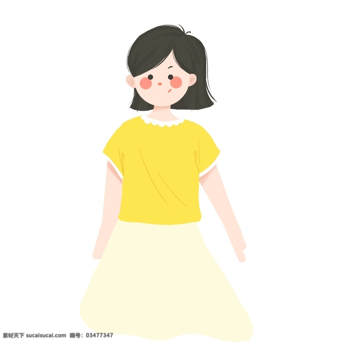 文艺 可爱 穿 裙子 小女 生 手绘 女孩 小女生 插画 人物