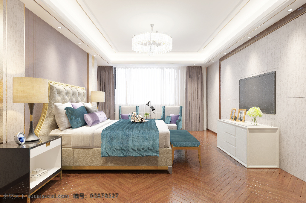 欧式 风格 大气 卧室 效果图 时尚 背景墙 3d 轻奢 温馨