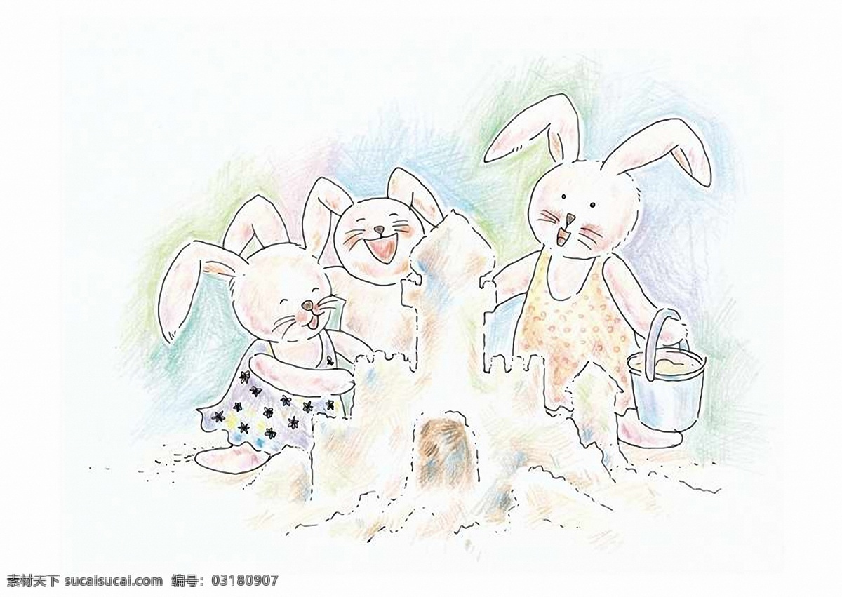 欢乐 家庭 　 手绘 插图 欢乐家庭 设计素材 动物家庭 动物插图 书画美术 白色