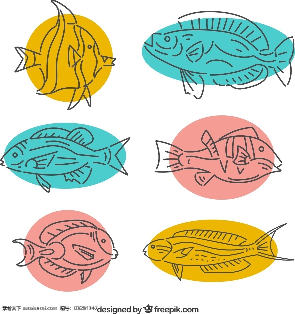 款 手绘 鱼类 矢量 鱼 海洋动物 大海 蝴蝶鱼 文化艺术 绘画书法