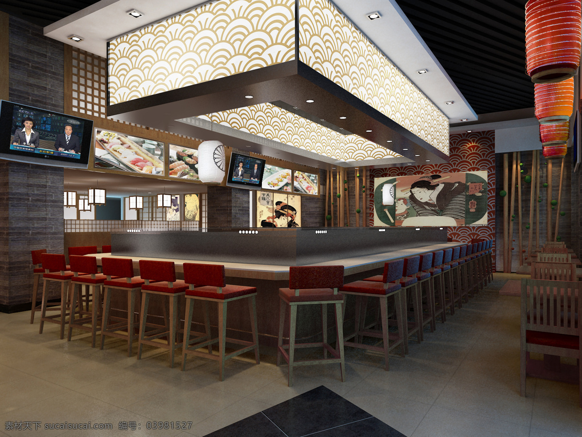 寿司店 餐桌 环境设计 室内设计 设计素材 模板下载 环艺设计 寿司店设计 家居装饰素材
