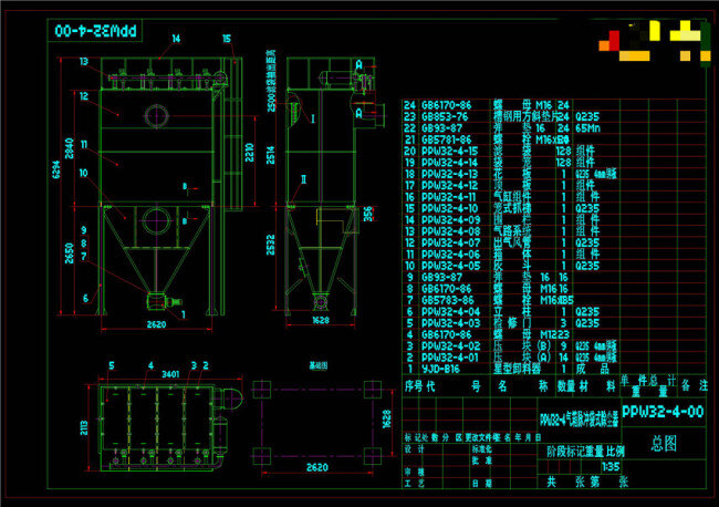 布袋 除尘器 总图 cad 机械 图纸 机械素材 机械设计 机械图纸素材 机械模具 dwg 黑色