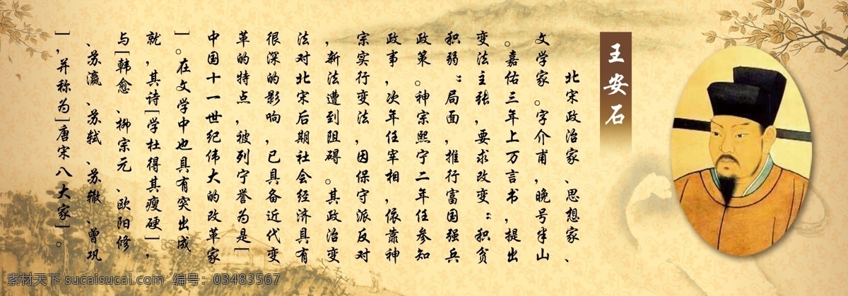 广告设计模板 名人 名人名言 人物介绍 山水 山水画 王安石 源文件 王安石介绍 源文件库 展板 展板模板 古代人物介绍 名人介绍 装饰素材 山水风景画