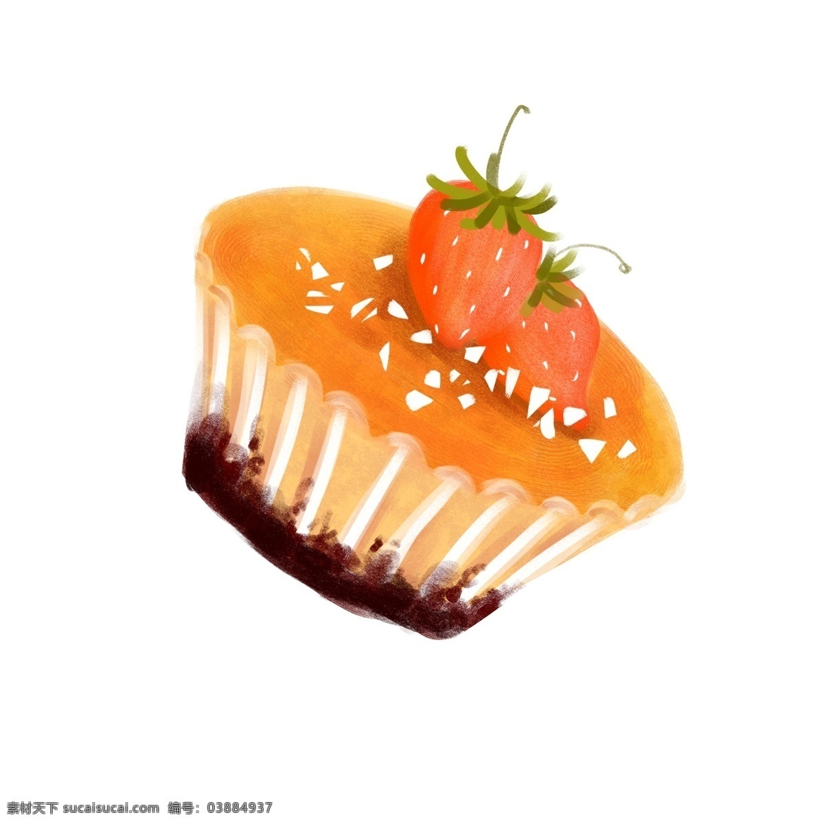 彩绘 纸杯 蛋糕 甜点 元素 美食 卡通 草莓 手绘 纸杯蛋糕