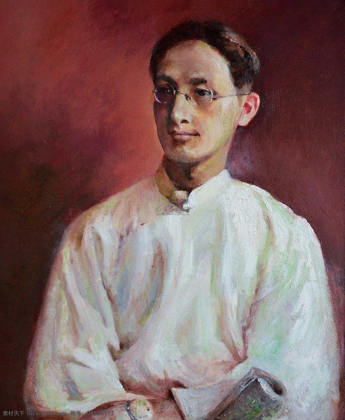人物 油画 绘画书法 人物油画 文化艺术 著名 肖像 男人油画 穿着 白衣 服 男人 家居装饰素材