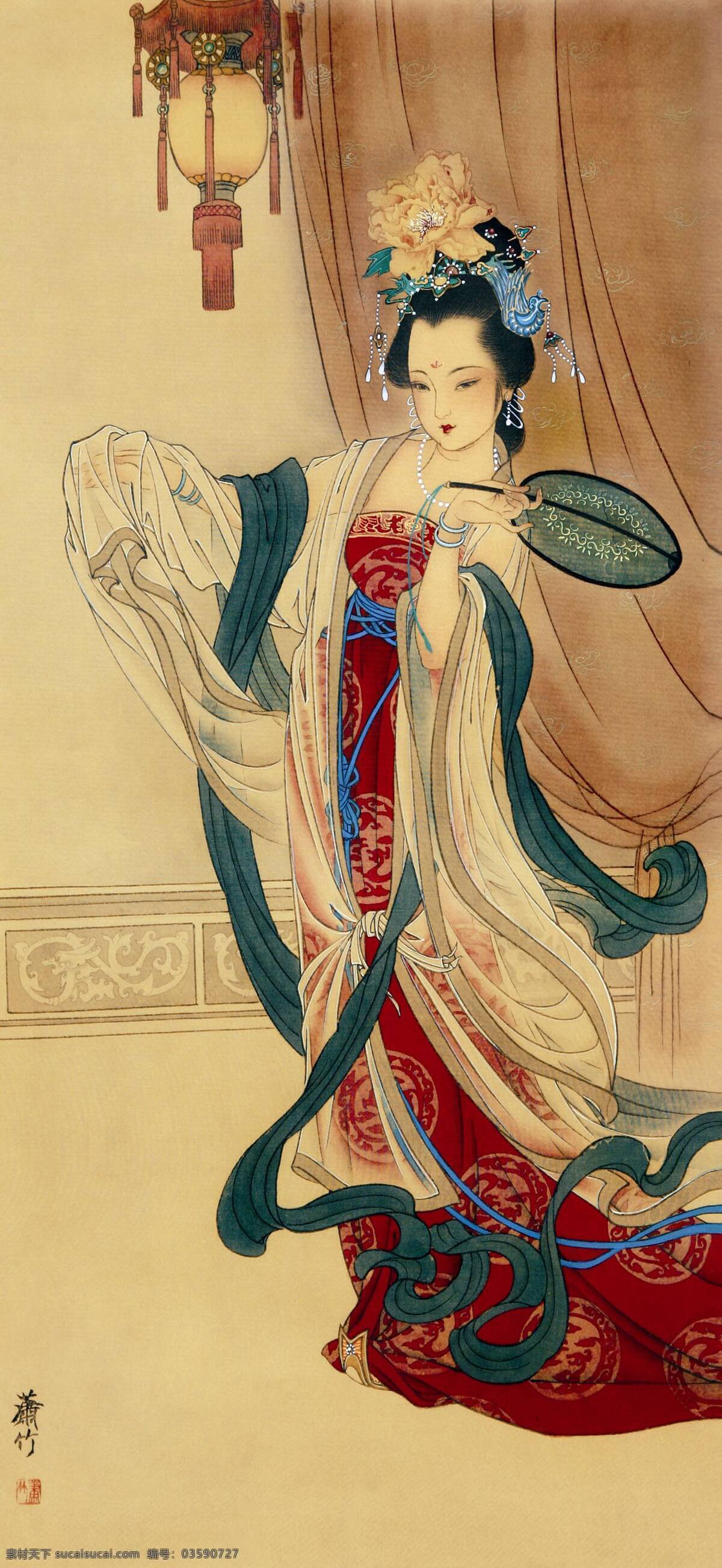 杨贵妃 国画 工笔 人物 陈彦娥 四美图 文化艺术 绘画书法 设计图库