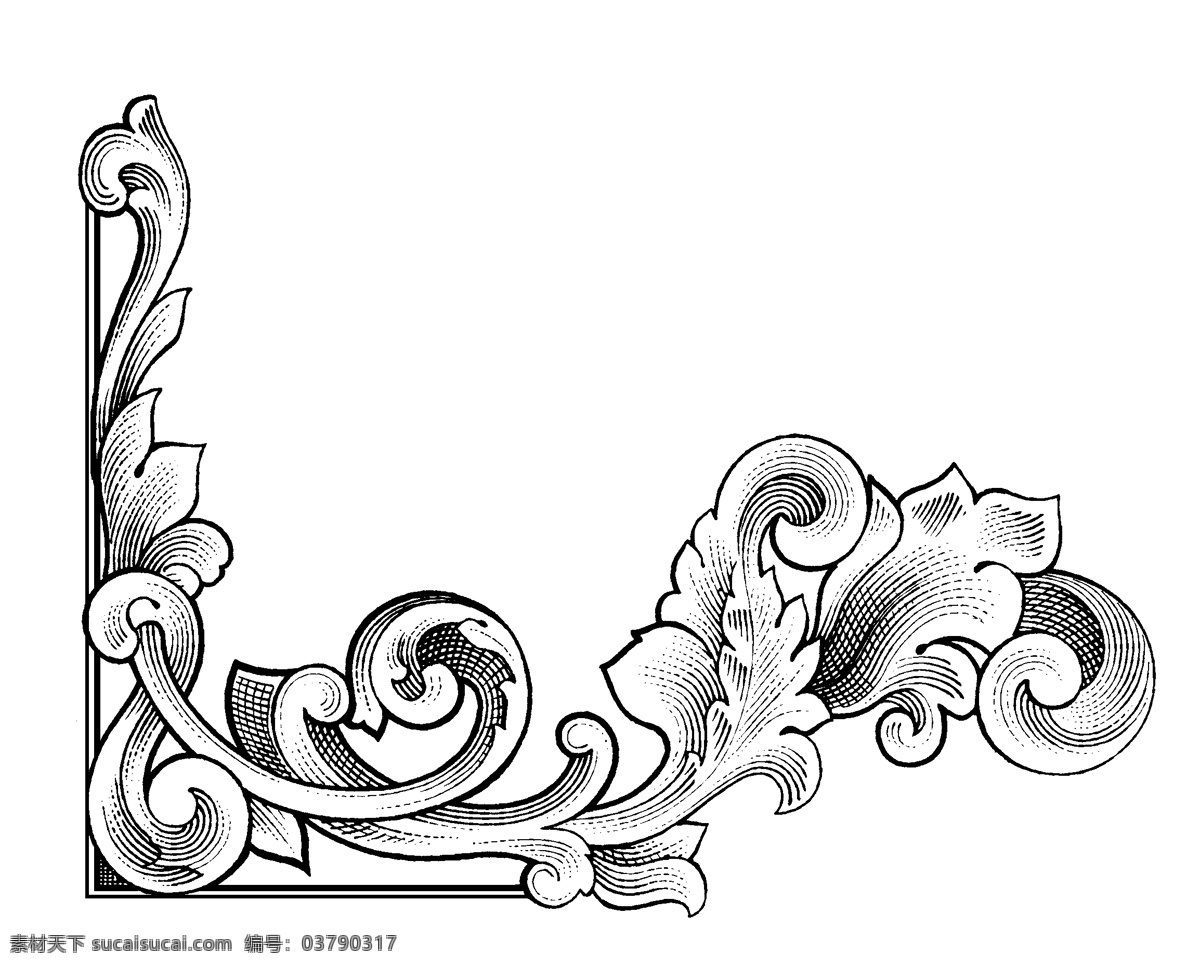 花边角纹 装饰图案 71 设计素材 花边纹饰 书画美术 白色