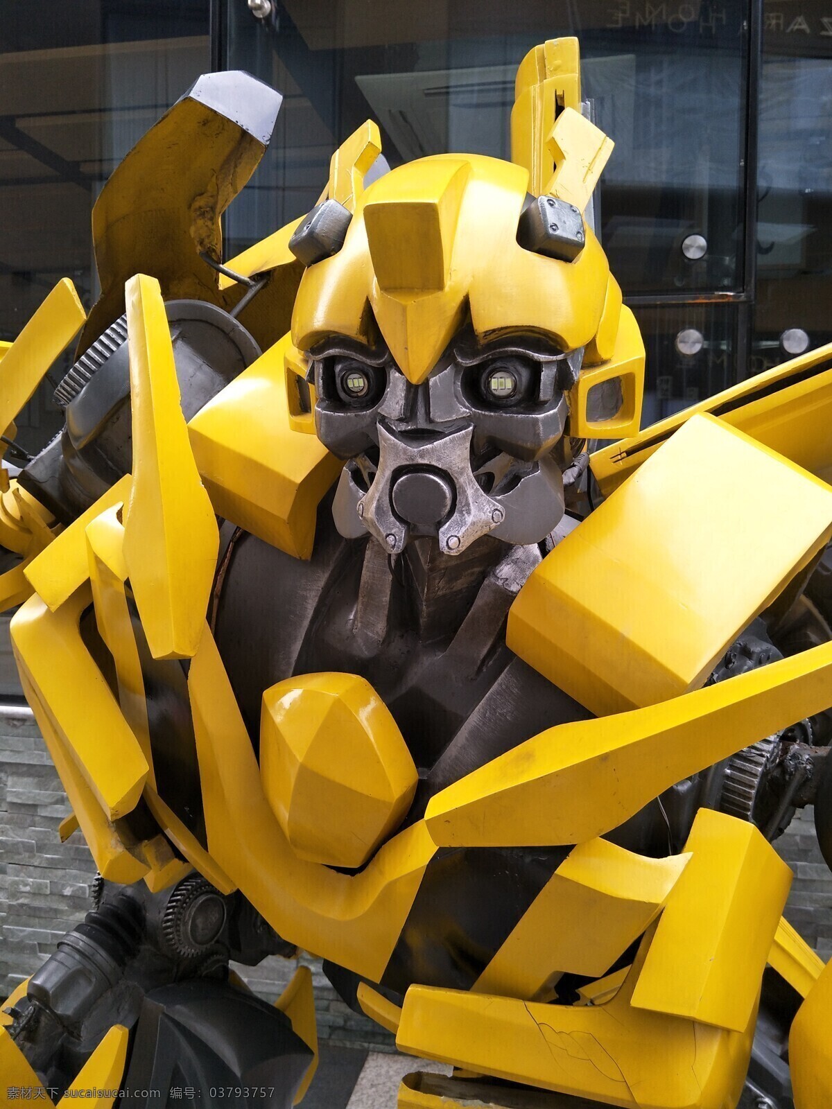 机器 人大 黄蜂 面部 特写 机器人 大黄蜂 黄色 钢铁 现代科技