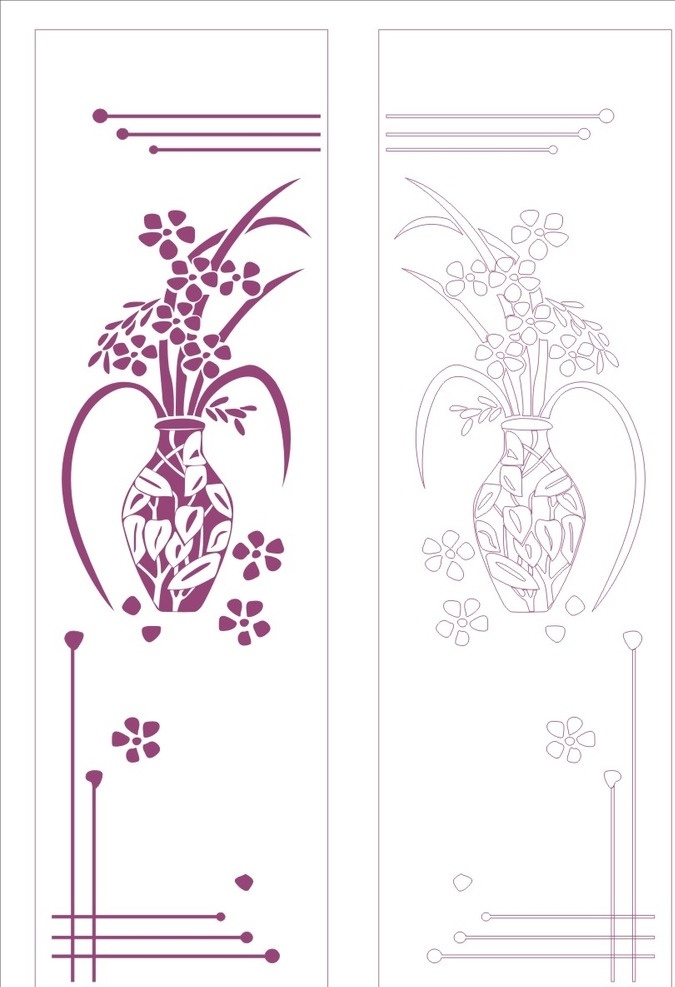 静物移门 陶瓷 青瓷 花瓶 鲜花 时尚 抽象 典雅 现代 简约 移门图案 矢量移门 文化艺术 绘画书法
