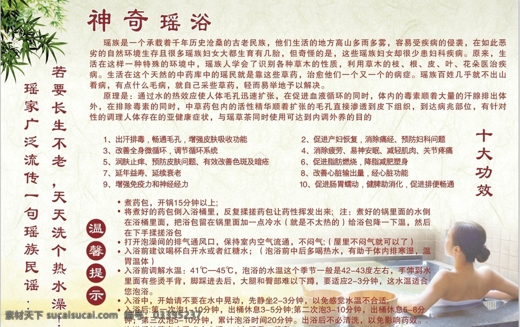 神奇瑶浴 十大功效 瑶浴提示 瑶浴展板 展架