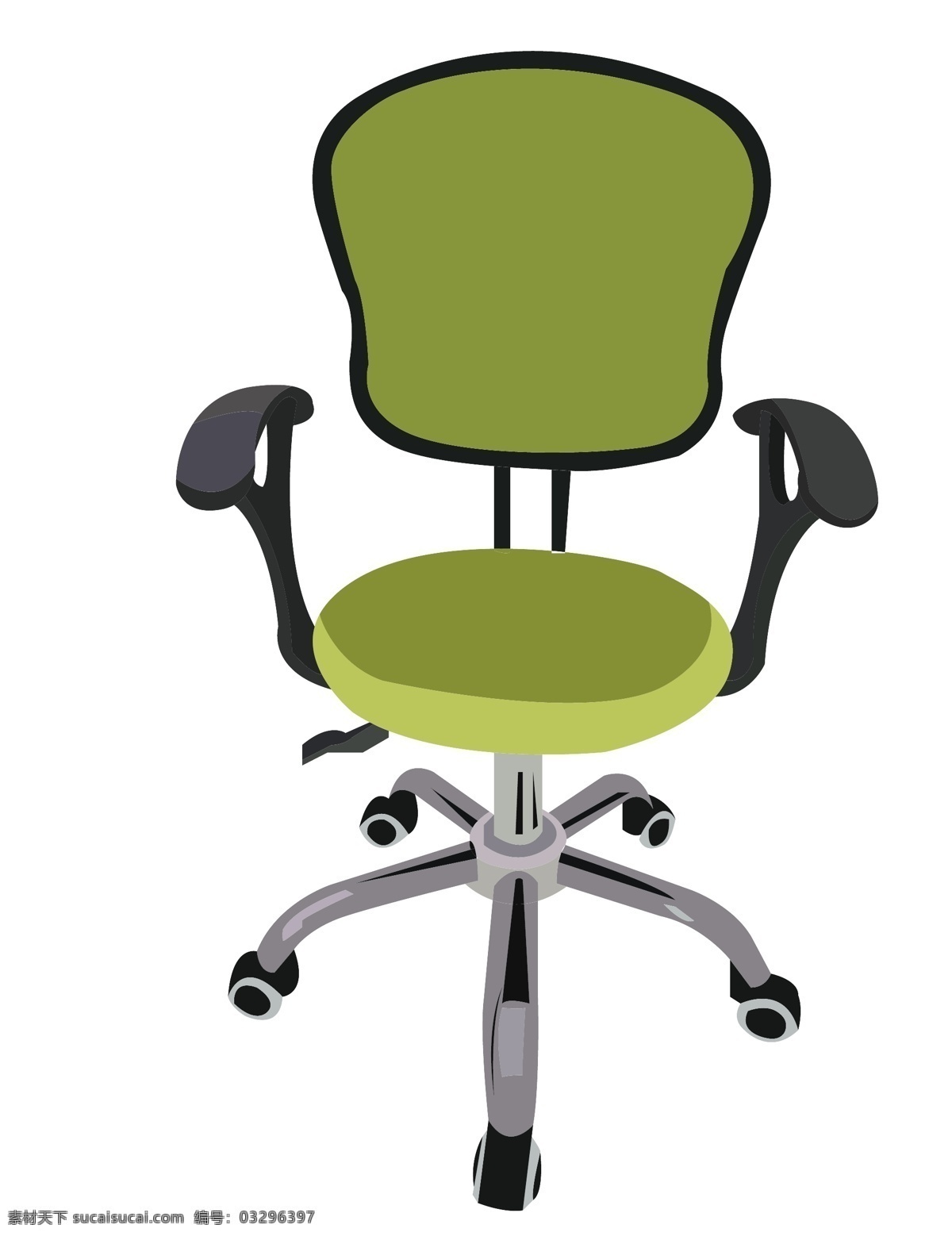 绿色 旋转 座椅 插画 旋转办公座椅 带轮子的座椅 绿色的椅子 时尚 美容美发 高档旋转椅 黑色的扶手
