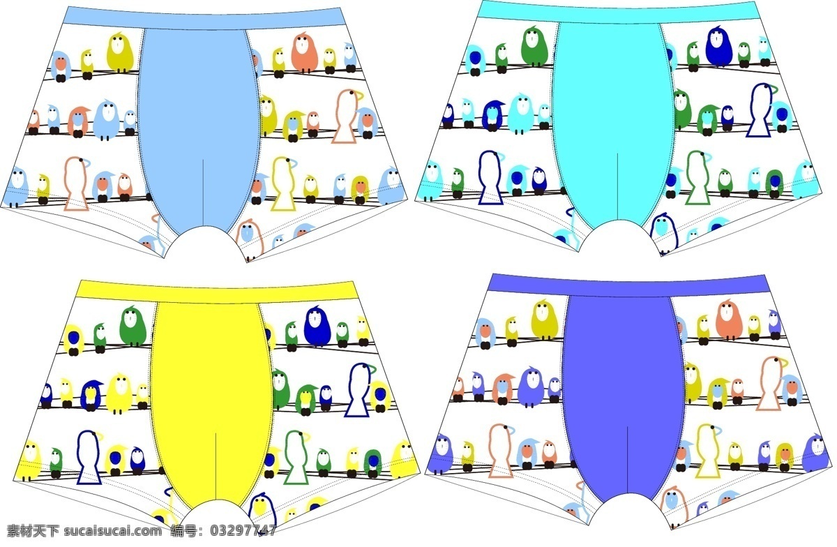 动物 图案 男童 内裤 男童内裤 白色