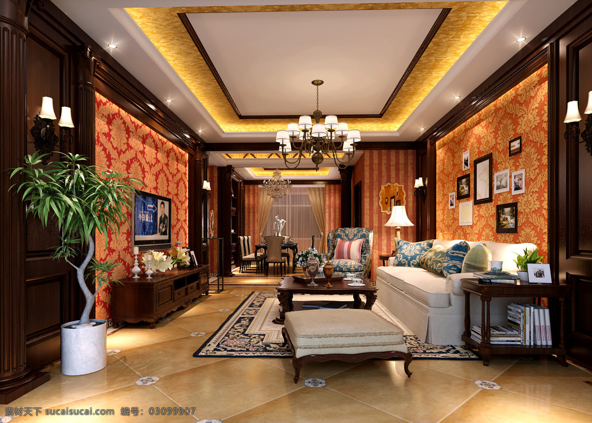 客厅 大气 风格 高端 环境设计 美式 软装 室内设计 家居装饰素材