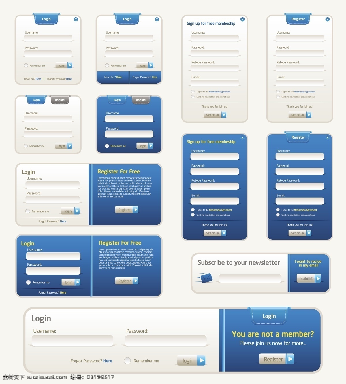 蓝色 注册 登录 框 矢量 按钮 登录框 立体 面板 网页设计元素 注册框 矢量图 其他矢量图