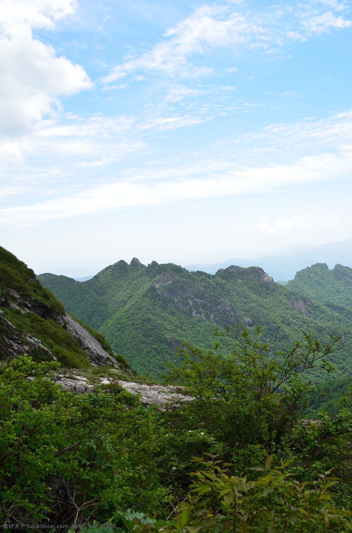 沣峪分水岭 蓝天 白云 阳光 植被 灌木 天空 远山 大山 小草 松树 云层 光影 秦岭 夏天 辽阔 秦岭山水 自然风景 自然景观