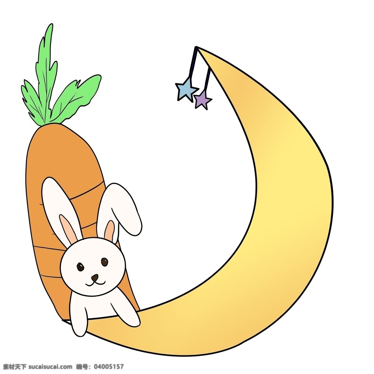 卡通 兔子 装饰 边框 月牙 小兔子 萝卜