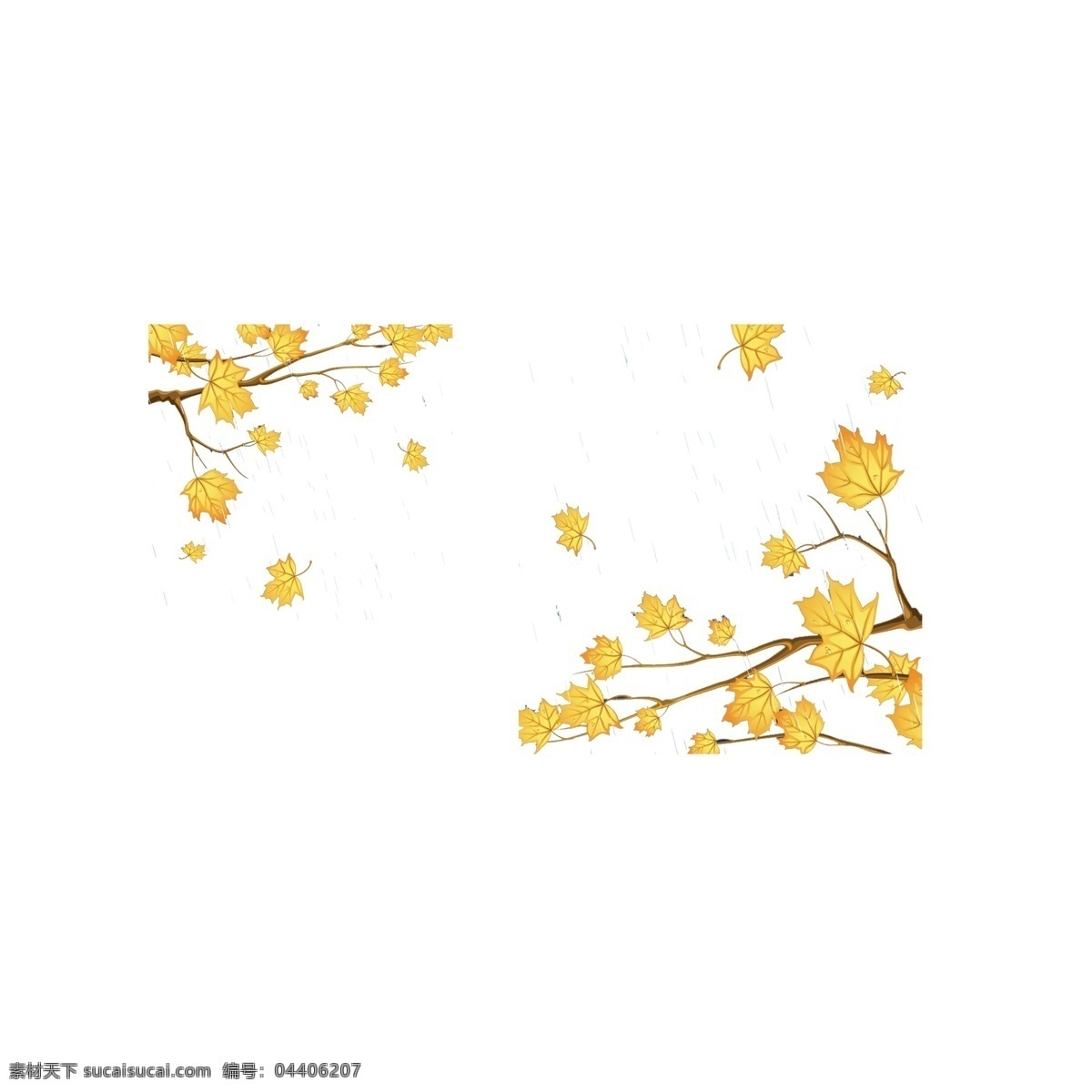 黄色 树叶 边框 元素 手绘