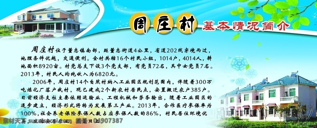 村史简介 村规民约 小区文化 文明公约 蓝色 居民文化 室外广告设计